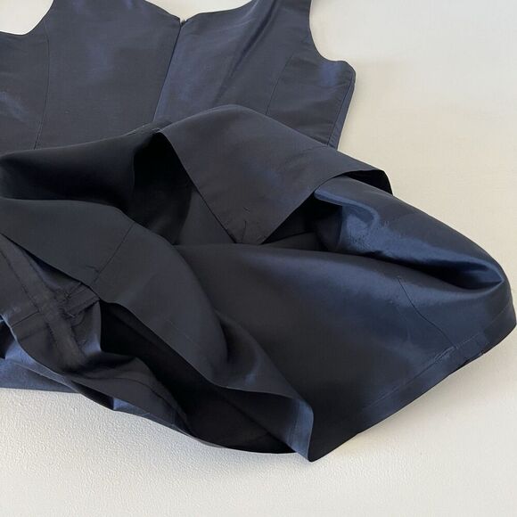 Talbots Pure Silk Dress Suit Womens 8 Blue Satin Two Piece Set Jacket Formal - Picture 9 of 16